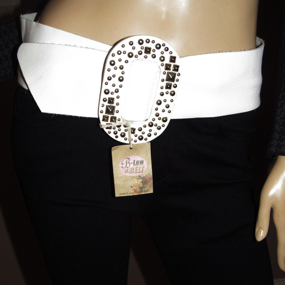B-Low The Belt genuine leather white belt SMALL - Picture 8 of 8
